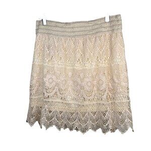 Blue Island L/XL Lace Mini Skirt Stretch Boho Western Concert Festival